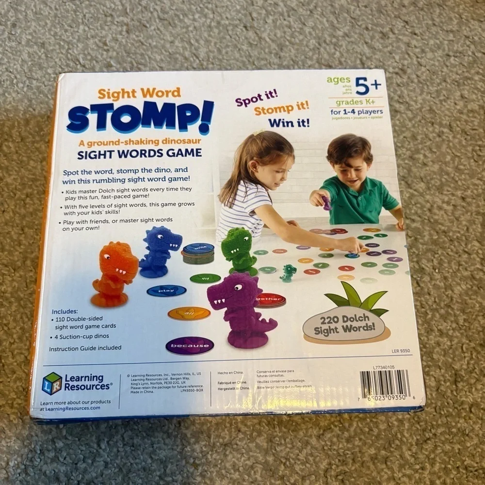 Learning Resources Sight Word Stomp Game Dinosaur NEW Reading
